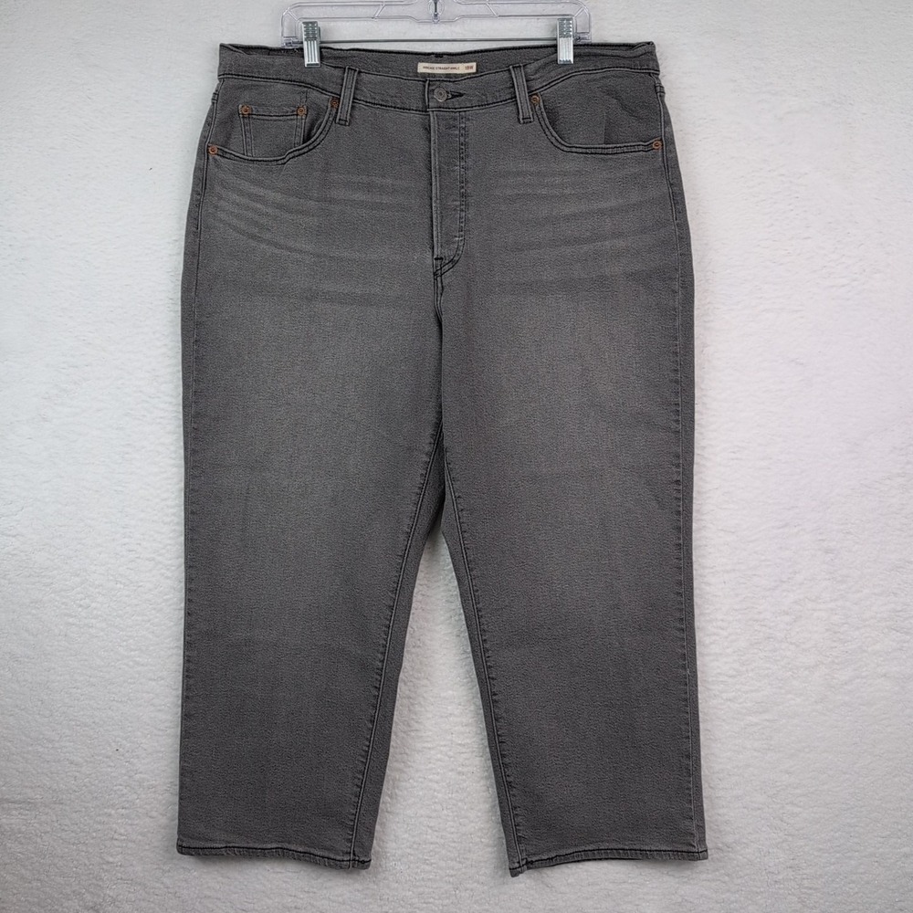 Levi's Ribcage Straight Ankle Jeans Women's 18W Gray Button Fly